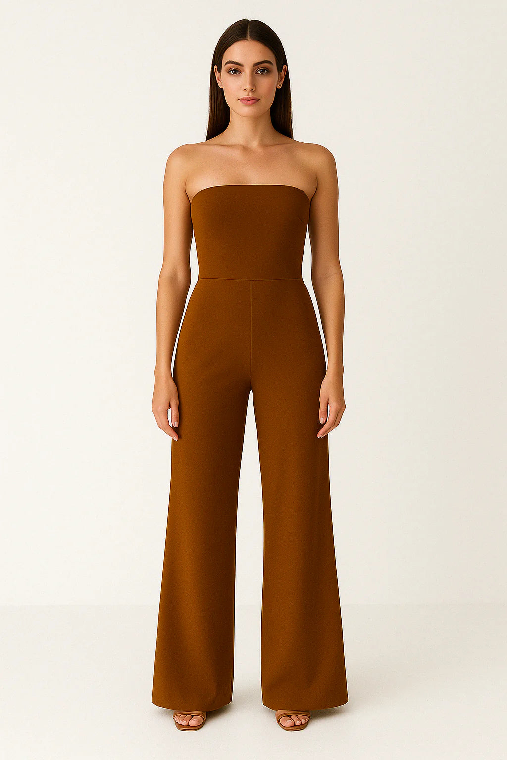 Women’s Jumpsuit – Strapless Fit – Wide Leg – Sleek Structured Formal Wear