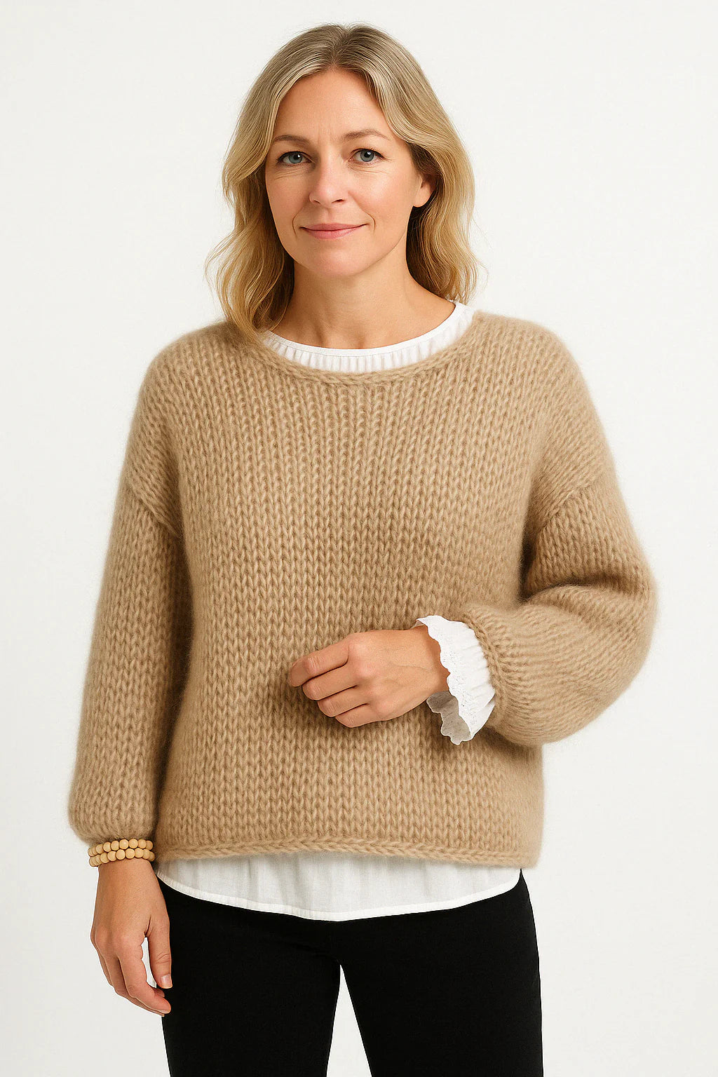 Women’s Oversized Sweater – Chunky Knit – Mohair Touch – Longline Fit – Soft Fuzzy Feel