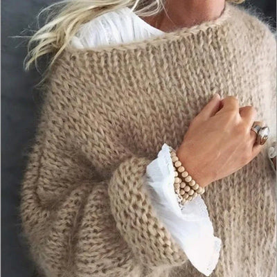 Women’s Oversized Sweater – Chunky Knit – Mohair Touch – Longline Fit – Soft Fuzzy Feel